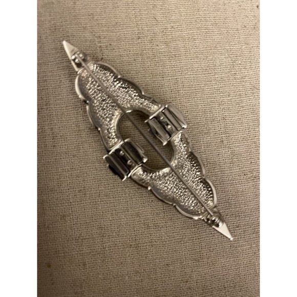 Vintage Pierre Balmain Lux Line Rhodium Plated Gold Broach Swarovski Crystal - Picture 5 of 5